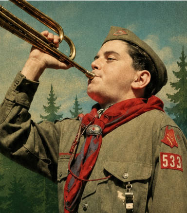Scout playing a bugle